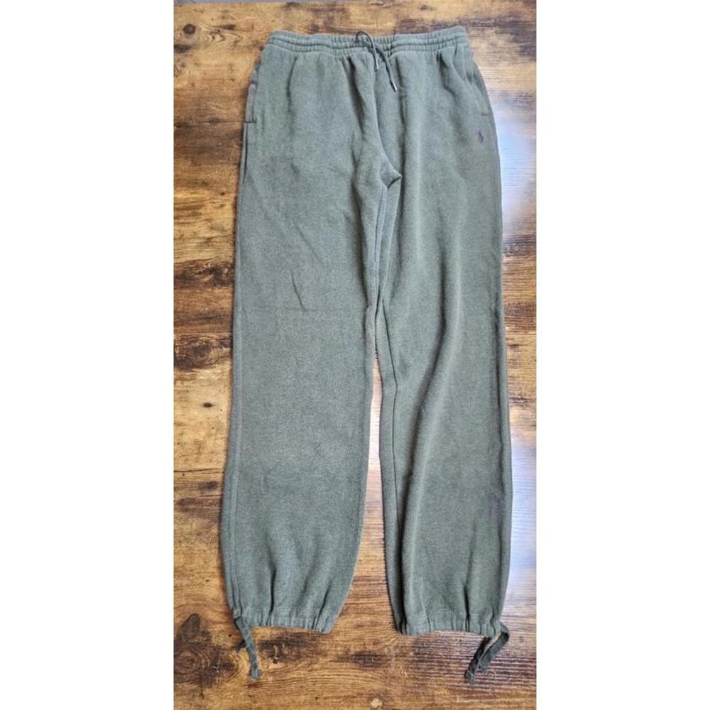 Vtg Polo Ralph Lauren Joggers Mens M Olive Cotton Sweatpants Heavyweight Pony